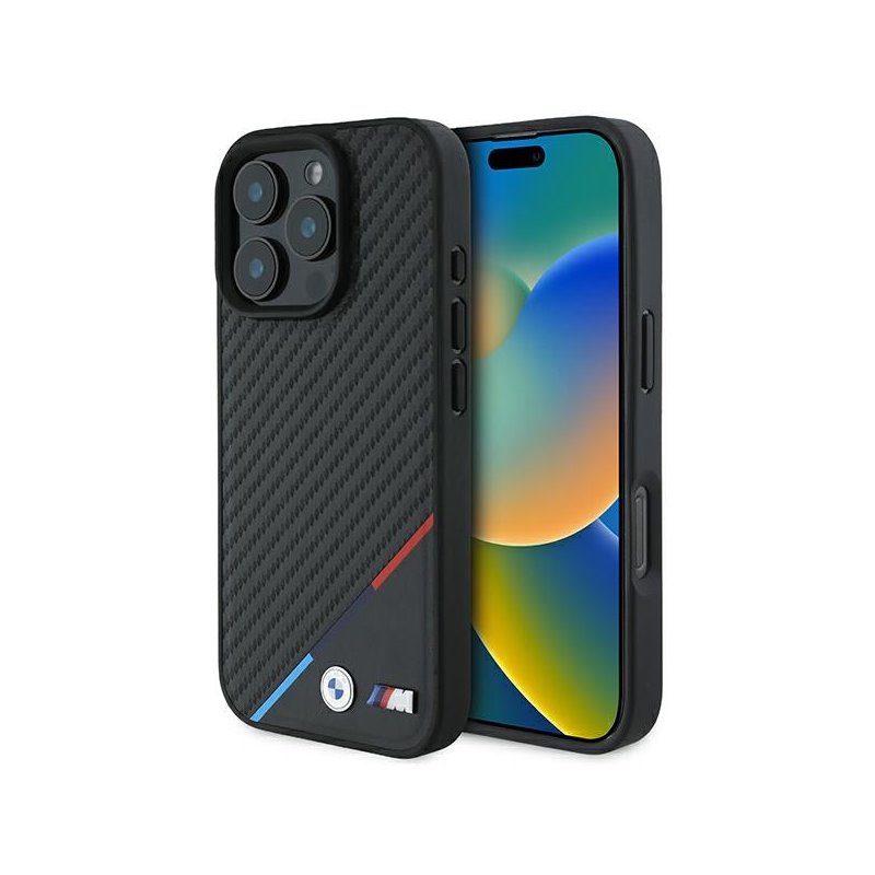 BMW iPhone 16 Pro black hardcase M Carbon Tricolor Line MagSafe BMW iPhone 16 Pro black hardcase M Carbon Tricolor Line MagSafe