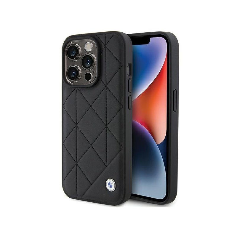 BMW iPhone 15 Pro Max black Leather Quilted