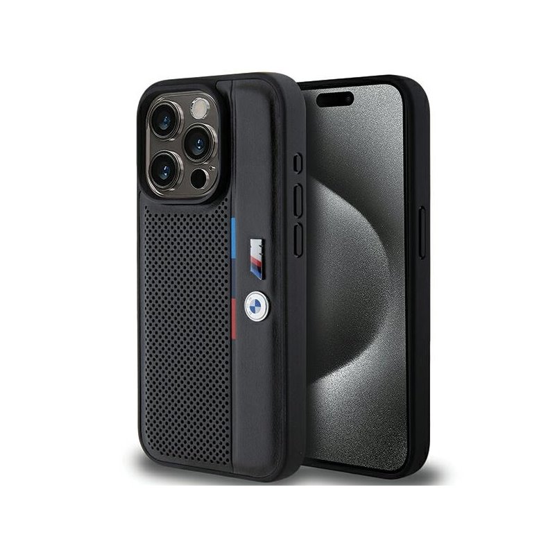 BMW iPhone 15 Pro black hardcase Perforated Tricolor Line BMW iPhone 15 Pro black hardcase Perforated Tricolor Line