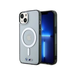 BMW iPhone 14 Plus/15 Plus transparent hardcase Silver Ring MagSafe