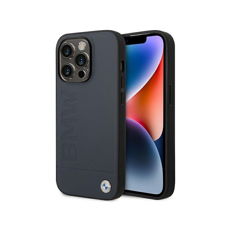 BMW iPhone 14 Pro navy hardcase Leather Hot Stamp MagSafe BMW iPhone 14 Pro navy hardcase Leather Hot Stamp MagSafe