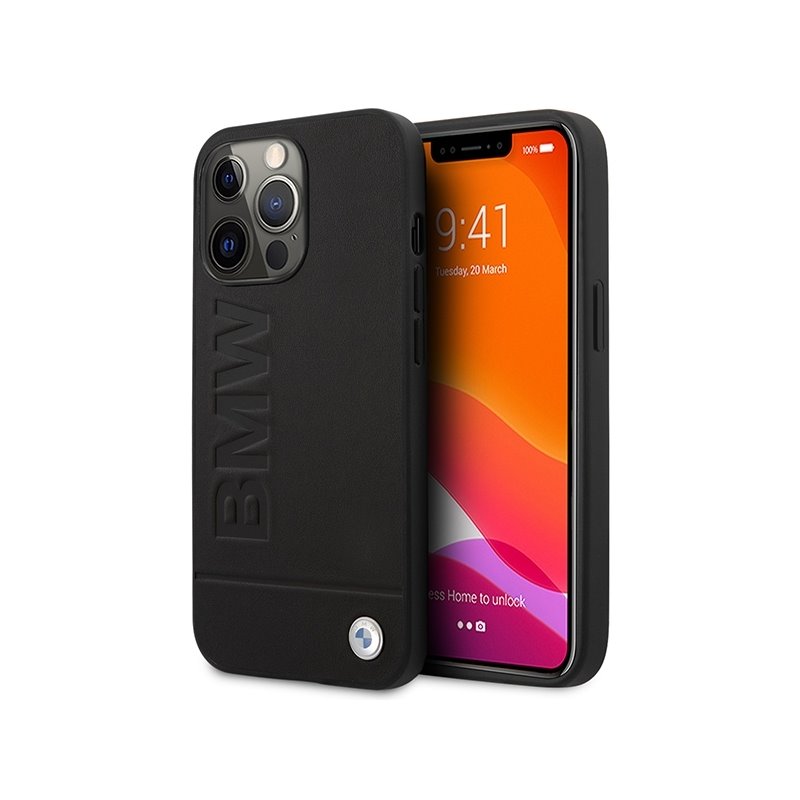 BMW iPhone 14 Pro black hardcase Signature Logo Imprint Magsafe