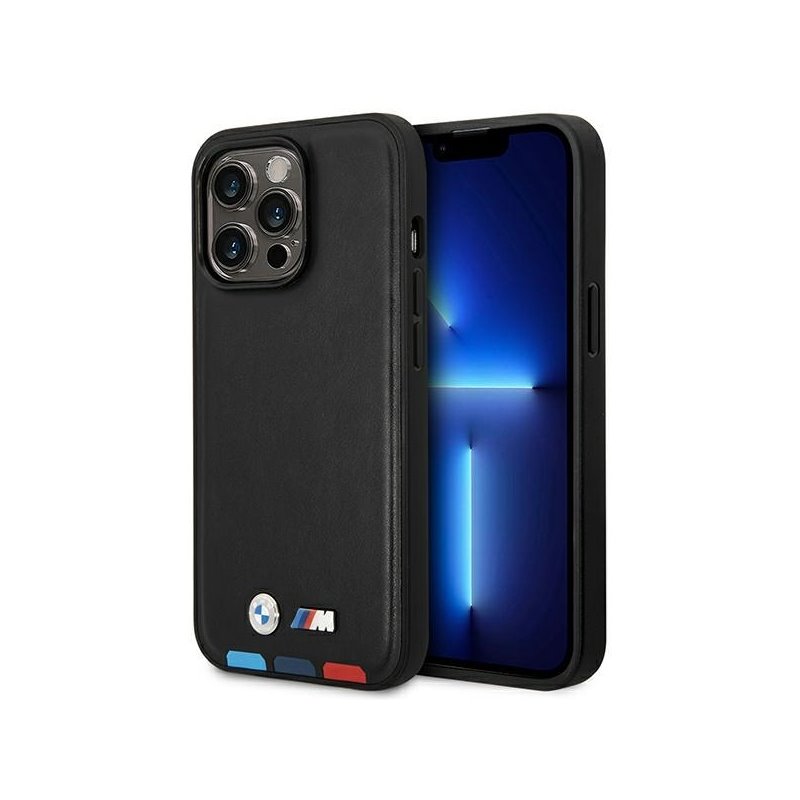 BMW iPhone 14 Pro black Leather Stamp Tricolor Magsafe BMW iPhone 14 Pro black Leather Stamp Tricolor Magsafe