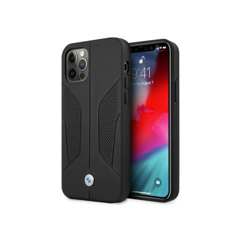 BMW iPhone 12/12 Pro black hardcase Leather Perforate Sides BMW iPhone 12/12 Pro black hardcase Leather Perforate Sides