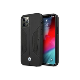 BMW iPhone 12 Pro Max black hardcase Leather Perforate Sides
