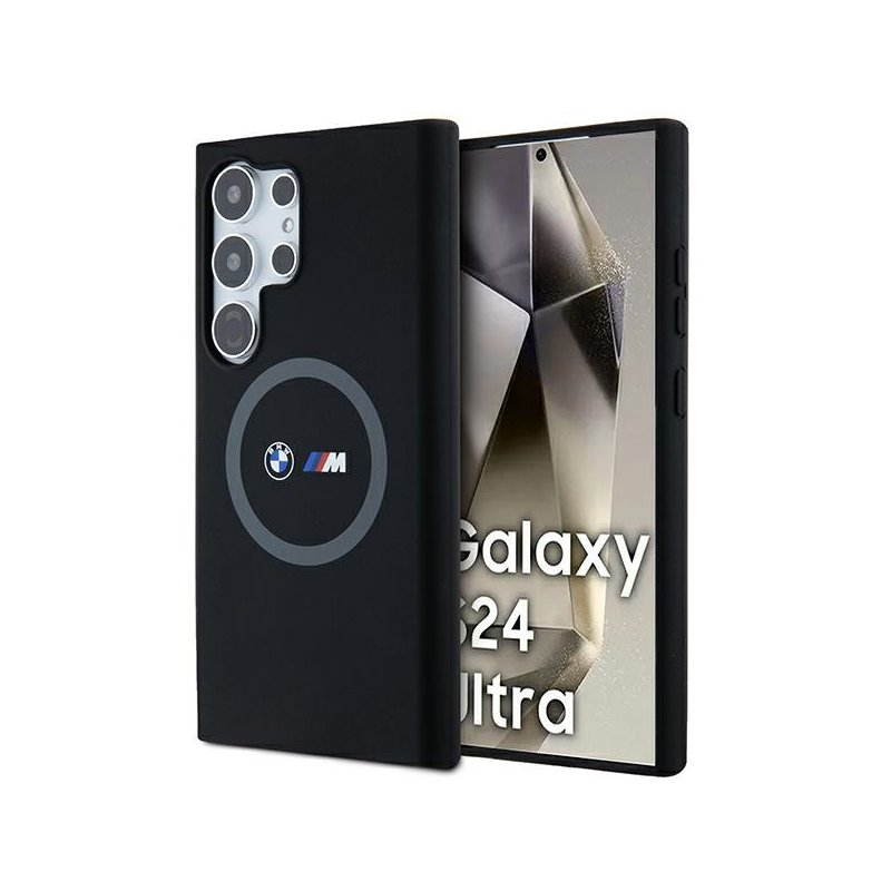 BMW Samsung Galaxy S24 Ultra black hardcase M Silicone Printed Ring MagSafe
