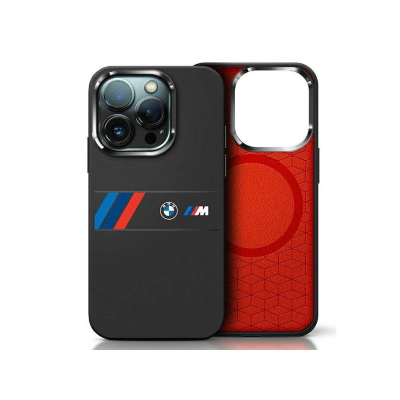 BMW iPhone 16 Pro Max black hardcase Silicone Middle Stripe MagSafe