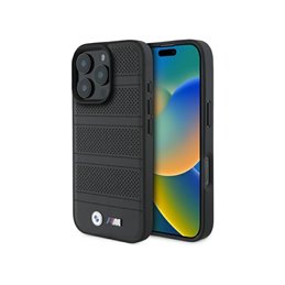 BMW iPhone 16 Pro Max black hardcase M Perforated And Stitched Line MagSafe