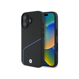 BMW iPhone 16 black hardcase Sign Leather Textured And Line MagSaf