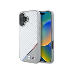 BMW iPhone 16 grey hardcase M Carbon Tricolor Line MagSafe