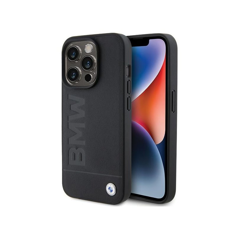 BMW iPhone 15 Pro Max black MagSafe Leather Hot Stamp