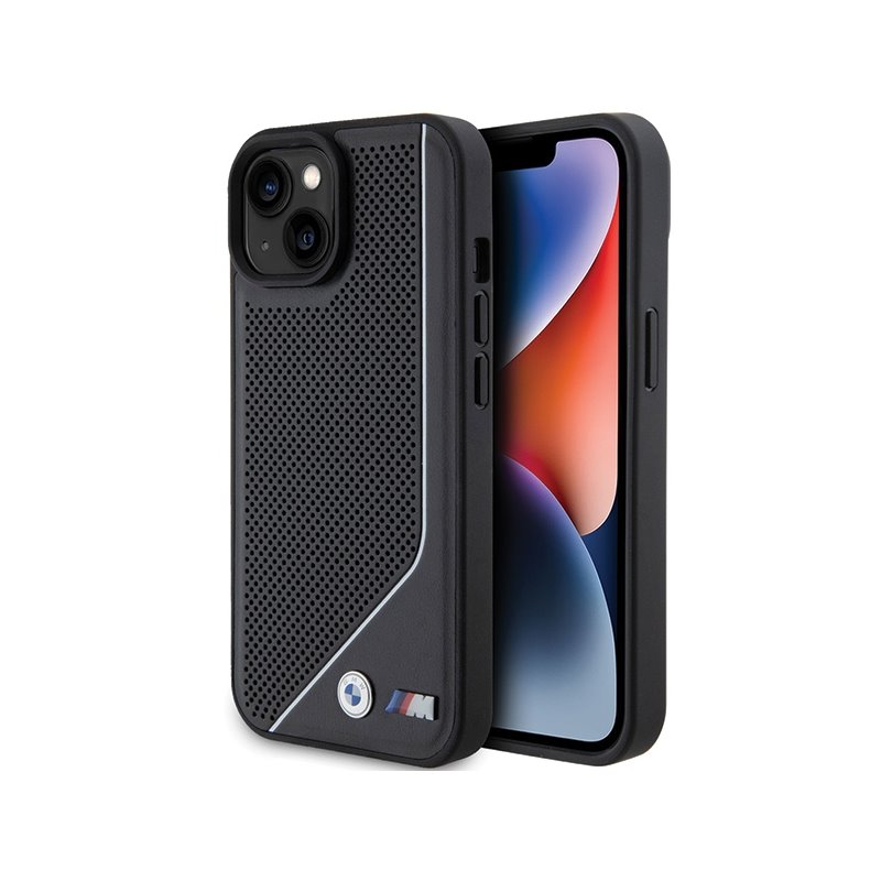 BMW iPhone 13/14/15 black hardcase Perforated Twisted Line MagSafe BMW iPhone 13/14/15 black hardcase Perforated Twisted Line MagSafe