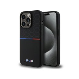 BMW iPhone 15 Pro black hardcase M Silicone Pattern MagSafe