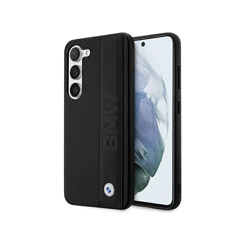 BMW Samsung Galaxy S23 S911 black hardcase Leather Textured & Stripe BMW Samsung Galaxy S23 S911 black hardcase Leather Textured & Stripe