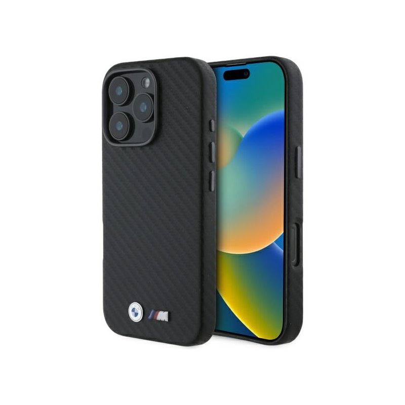 BMW iPhone 16 Pro Max black hardcase Carbon Wrapped Metal BMW iPhone 16 Pro Max black hardcase Carbon Wrapped Metal