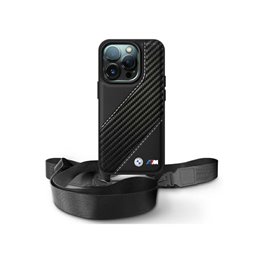 BMW iPhone 16 Pro Max black hardcase M Edition Carbon Stripe & Strap