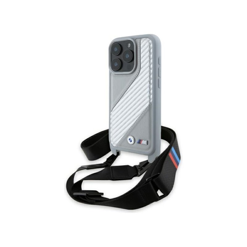 BMW iPhone 16 Pro Max grey hardcase M Edition Carbon Stripe & Strap