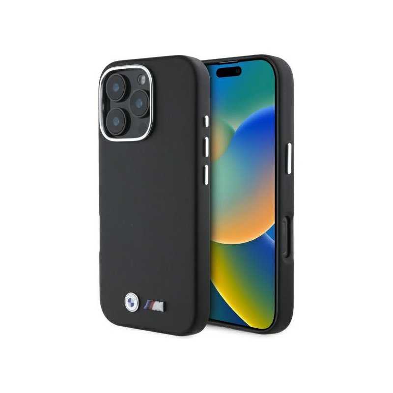 BMW iPhone 16 Pro Max black hardcase M Smooth Full Wrapped Metal