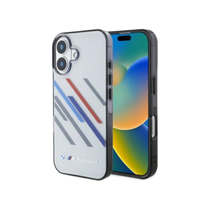 BMW iPhone 16 grey hardcase Motorsport IML Random Stripes