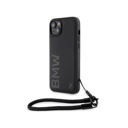 BMW iPhone 13/14/15 black hardcase Signature Leather Wordmark Cord