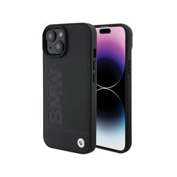 BMW iPhone 14 Plus/15 Plus 6.7 black Leather Hot Stamp