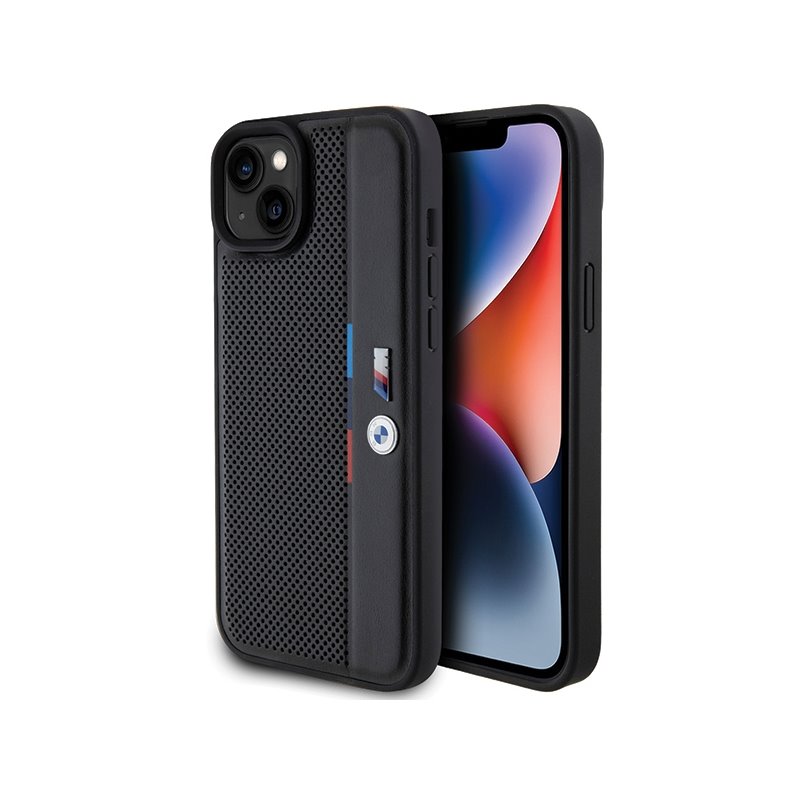 BMW iPhone 14 Plus/15 Plus 6.7 black hardcase Perforated Tricolor Line BMW iPhone 14 Plus/15 Plus 6.7 black hardcase Perforated Tricolor Line