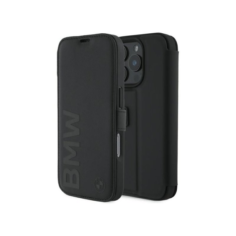 BMW iPhone 16 Pro Max 6.9 black bookcase Signature Leather Wordmark