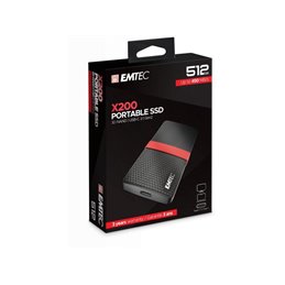 EMTEC SSD 512GB 3.1 Gen2 X200 SSD Portable Retail ECSSD512GX200 Lagringsmedia | buy2say.com